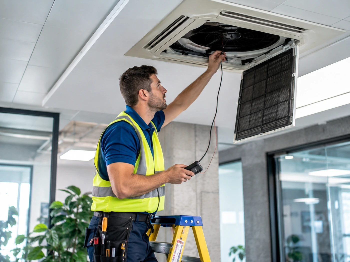 Commercial technician working in an office, retail or industrial environment.