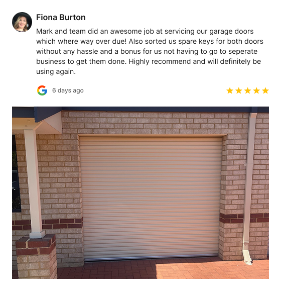 Well-maintained white roller garage door