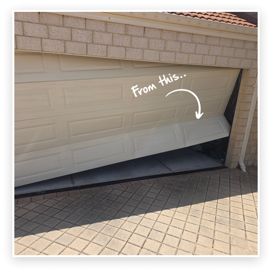 Garage door requiring professional repair