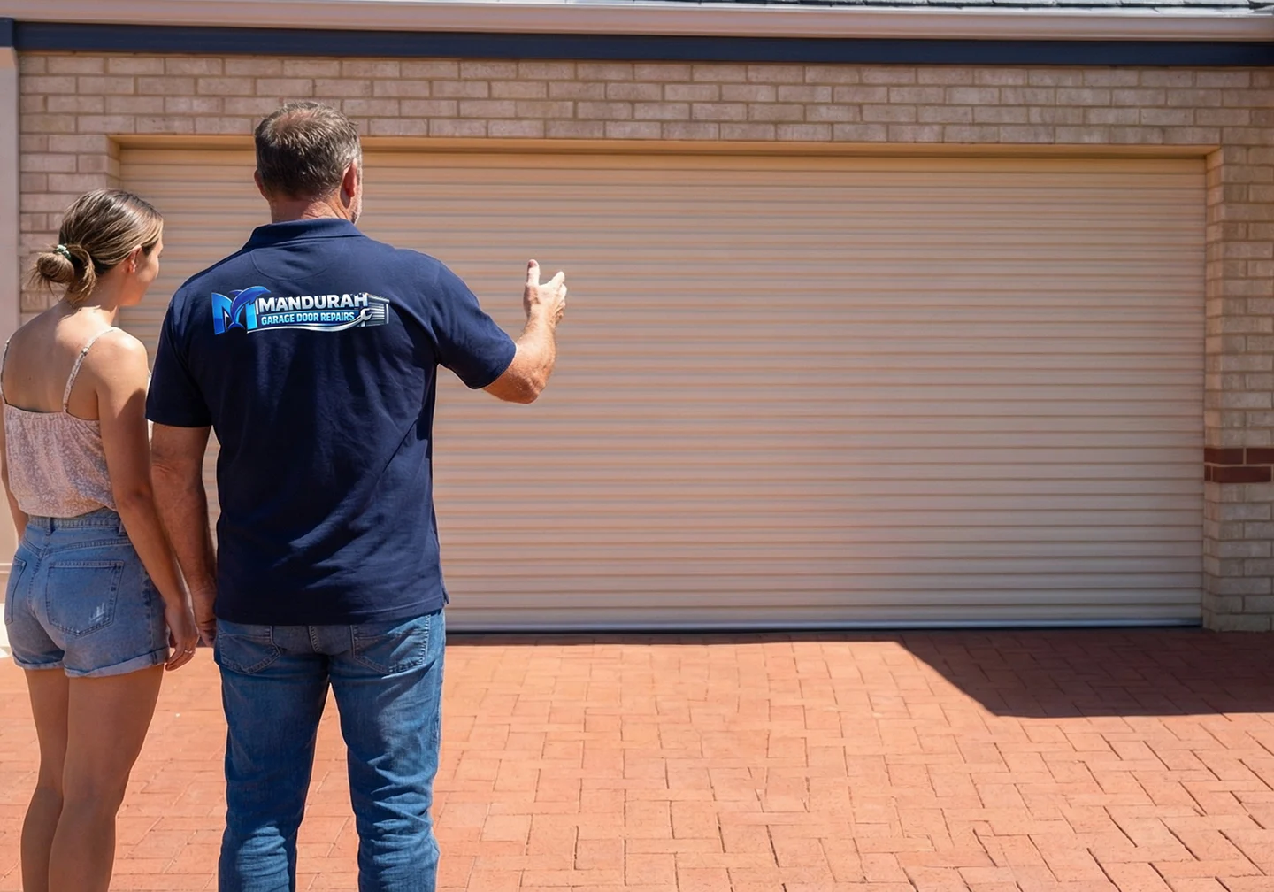 Mandurah Garage Door Repairs team member standing beside a branded service vehicle for garage door repair services