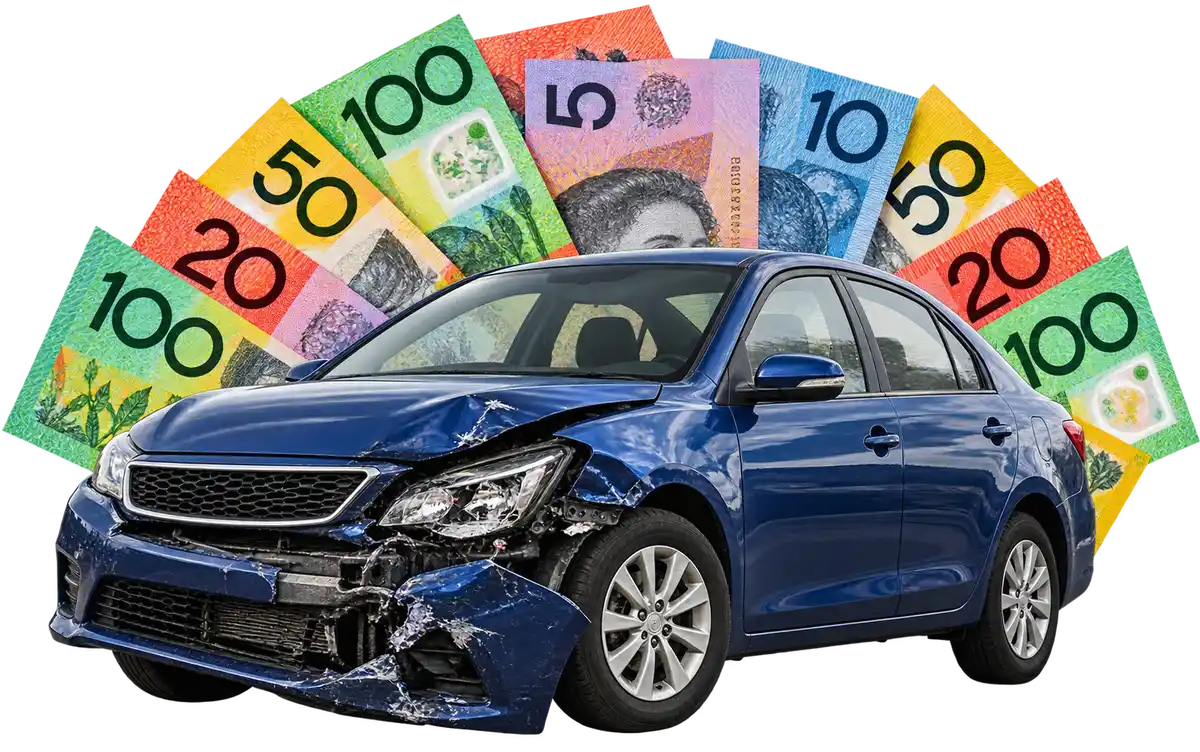 Damaged car ready for collection and removal by Perth cash for cars service
