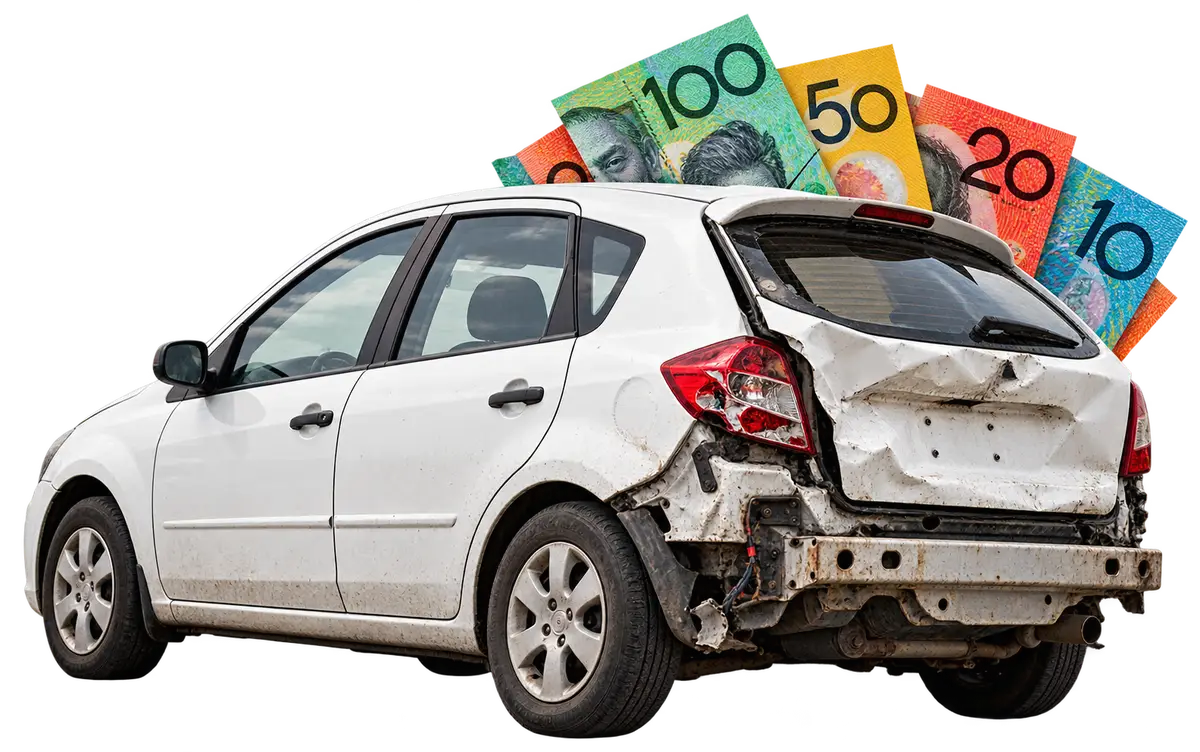 Damaged car ready for collection and removal by Perth cash for cars service